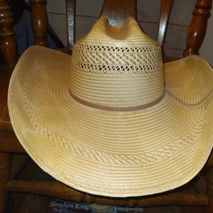 Vintage Resistol Straw Western hat. 7 1/2 60cm. 4"brim. Leather Sweatband.
